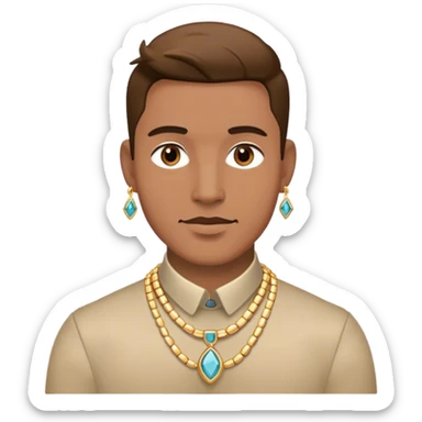 male portrait with jewelry gafa sticker