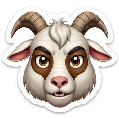 Angry goat with eyebrows frowning sticker