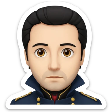 Javert From Les Miserables with light skin, brown eyes, Black Hair, black outfit sticker