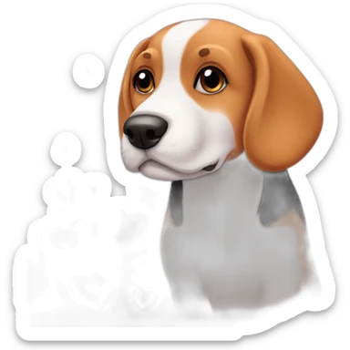 Beagle dog in love with hearts sticker