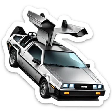 flying delorean accelerating into the future sticker