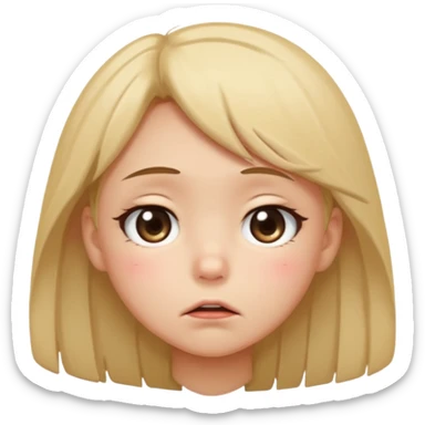 Full Beary eary eyes, trembling lips, small frown, glossy tears, emotional anime expression, soft shadows sticker