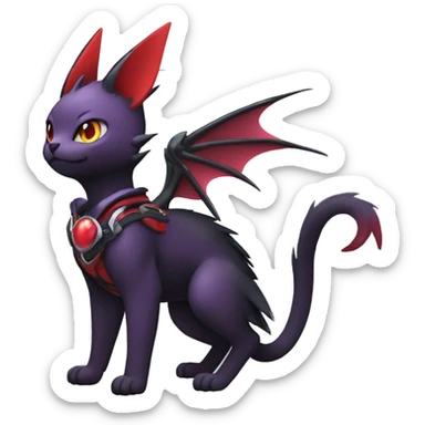 Kawaii cool edgy beautiful elegant black red purple fantasy nargacuga-noivern-cat-Fakemon collar harness full body sticker