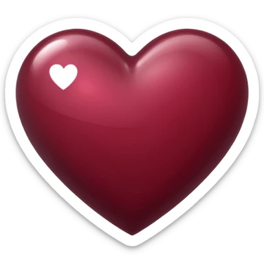 burgundy heart with a glossy shine sticker