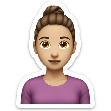 girl with brown hair pony tail no eyes mouth or nose sticker