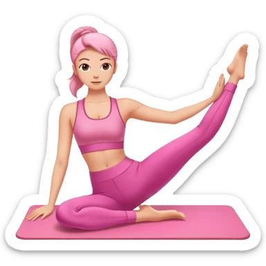 person in pink outfit doing pilates exercise sticker