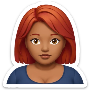 Plus size red hair brown face small eyes sticker