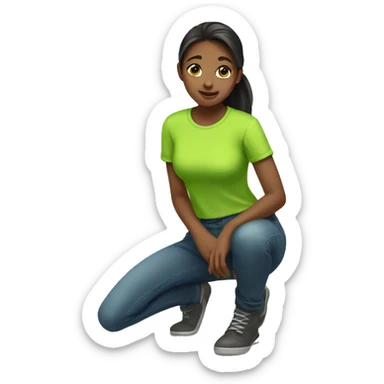 Girl kneeling wearing a lime green shirt  sticker