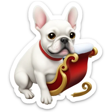 White French bulldog sitting in Santa’s sleigh sticker