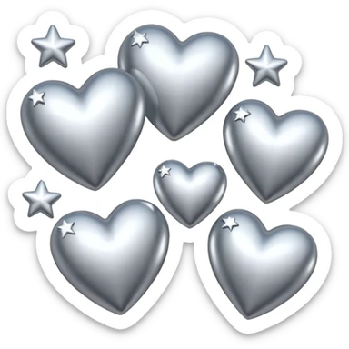 Silver hearts and stars sticker