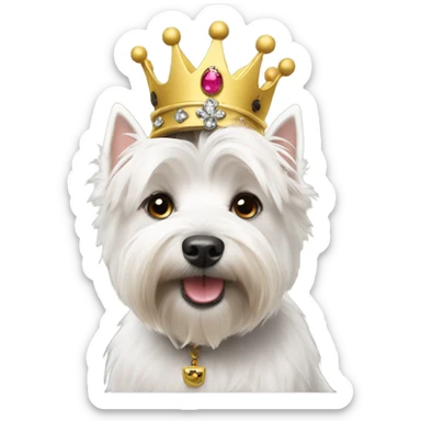 Westie wearing a crown sticker