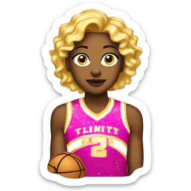 A sparkly basketball with pink and gold accents, showing off that boujee courtside style. sticker