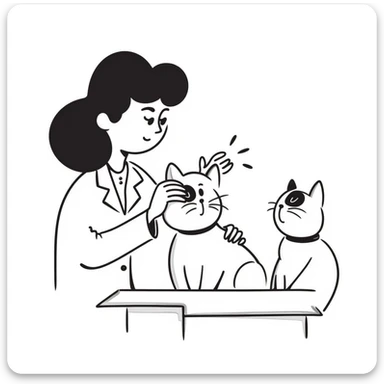 veterinarian examining a cat sticker