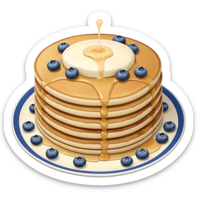 A pancake with blueberries and a glass of milk on the side sticker