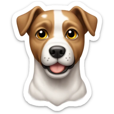 Perro raza bretón de color blanco con manchas marrones  sticker