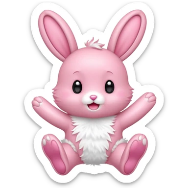Exited pink bunny, kawaii chibi fluffy ears and body jumping of excitement  sticker