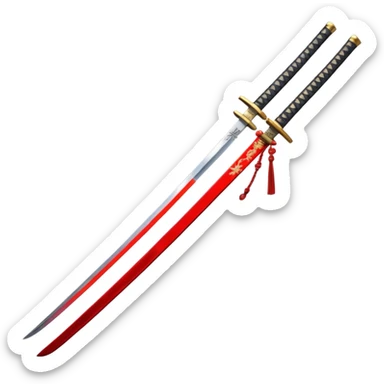 Famous old long Katana, full length chinese names on blade. sticker