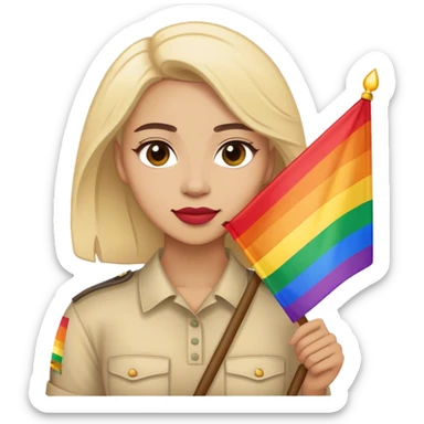 woman with lgbt flag sticker