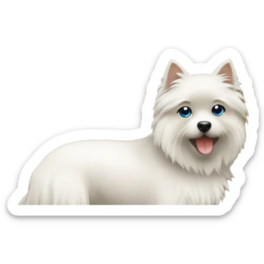 Blonde girl blue eyes holding spitz  sticker