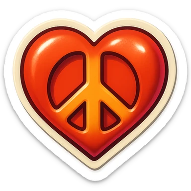 retro sticker style heart with a peace sign inside, bold and playful sticker