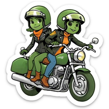 Couple riding super motorbike sticker