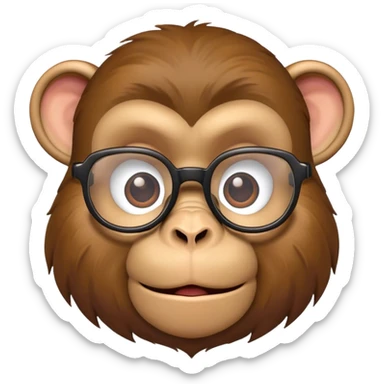 A nerdy monkey face sticker