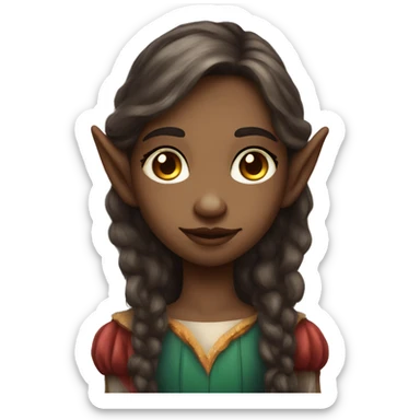 beautiful moody pastoral circus elf with long brown hair, brown eyes, and fair skin  sticker