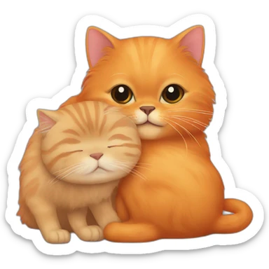Orange persian cat hugs a capibara sticker