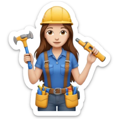 beautiful girl with long brown hair constructing new shower area sticker