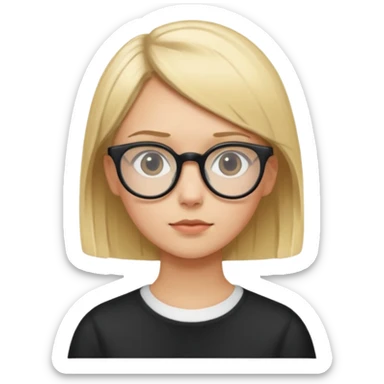Blonde hair girl with glasses thinking about a blonde hair boy with a buzz cut sticker