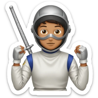 A person wearing fencing equipment with their entire body sticker