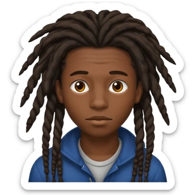 Une homme de 17 ans il a la peau noir foncé , des lèvres pulpeuses et un regard nonchalant. Il a un des locks sticker