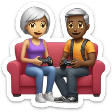 couple playing video game together sticker