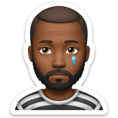 sad black tattooed bearded male prisoner sticker