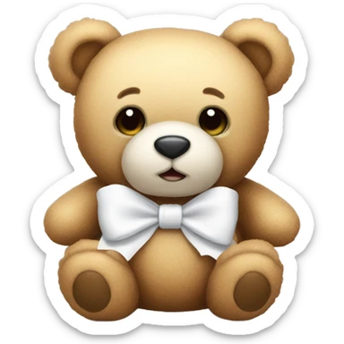 Teddy bear with white bow sticker