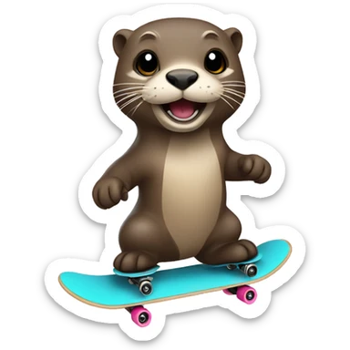 otter skate boarding sticker