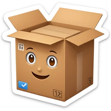 an open cardboard box with 0s and 1s representing data inside sticker