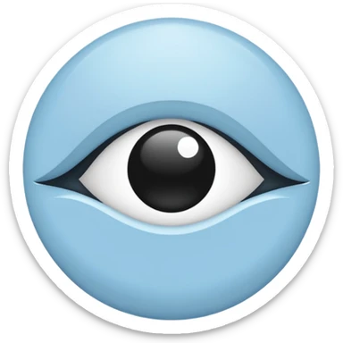Light blue circle with a white outline of a heart with a white outline of an eye and a black outline of a pupil sticker