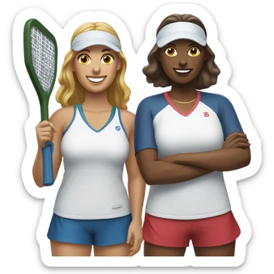 2 women playing pickleball  sticker