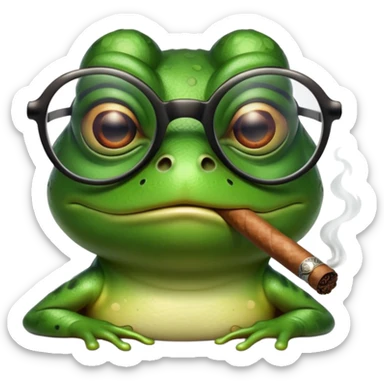 Frog wearing glasses smoking a cigar  sticker