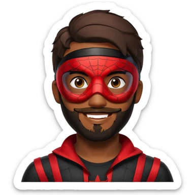 Miles Morales with beard, eye mask, low fade sticker