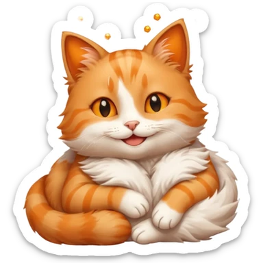 smiling cat hugging a pile of screenshots with sparkles, white background, expressing thankfulness sticker