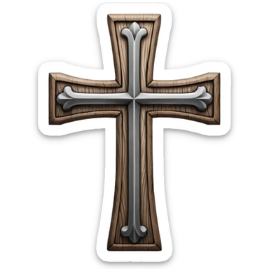 a black and white detailed cross sticker