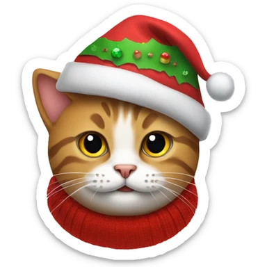 cat wearing a christmas hat  sticker
