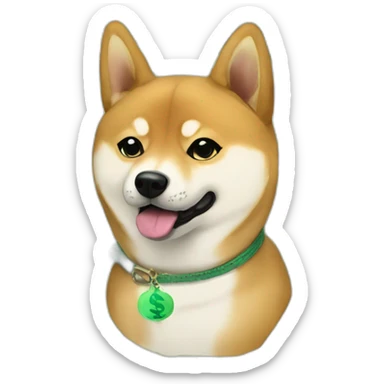 SHIBA WITH DOLLARS IN EYES AND SPLIFF at the mouth sticker