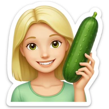 Girl with cucumber or doing skincare sticker