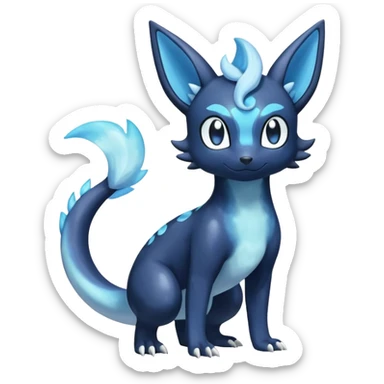 Shiny icy iridescent Pastel Nebulae Salandit-Meowstic-Umbreon-Fakémon-hybrid-creature (full body)  sticker