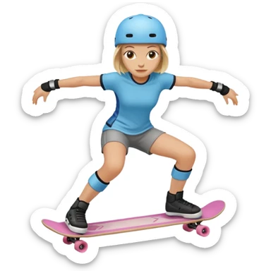 Knee pad woman skateboarder sticker