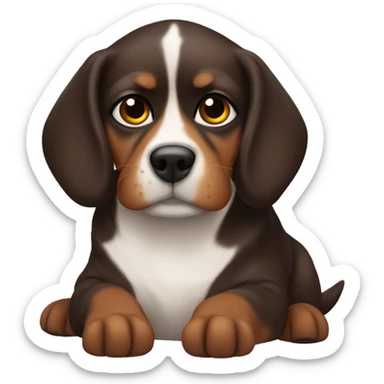 Brow dog resting indoors peacefully sticker