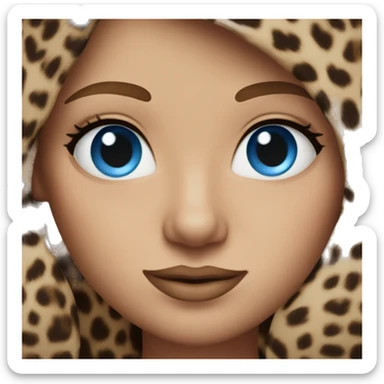 Women blue eyes long brown hair with a leopard print top sticker